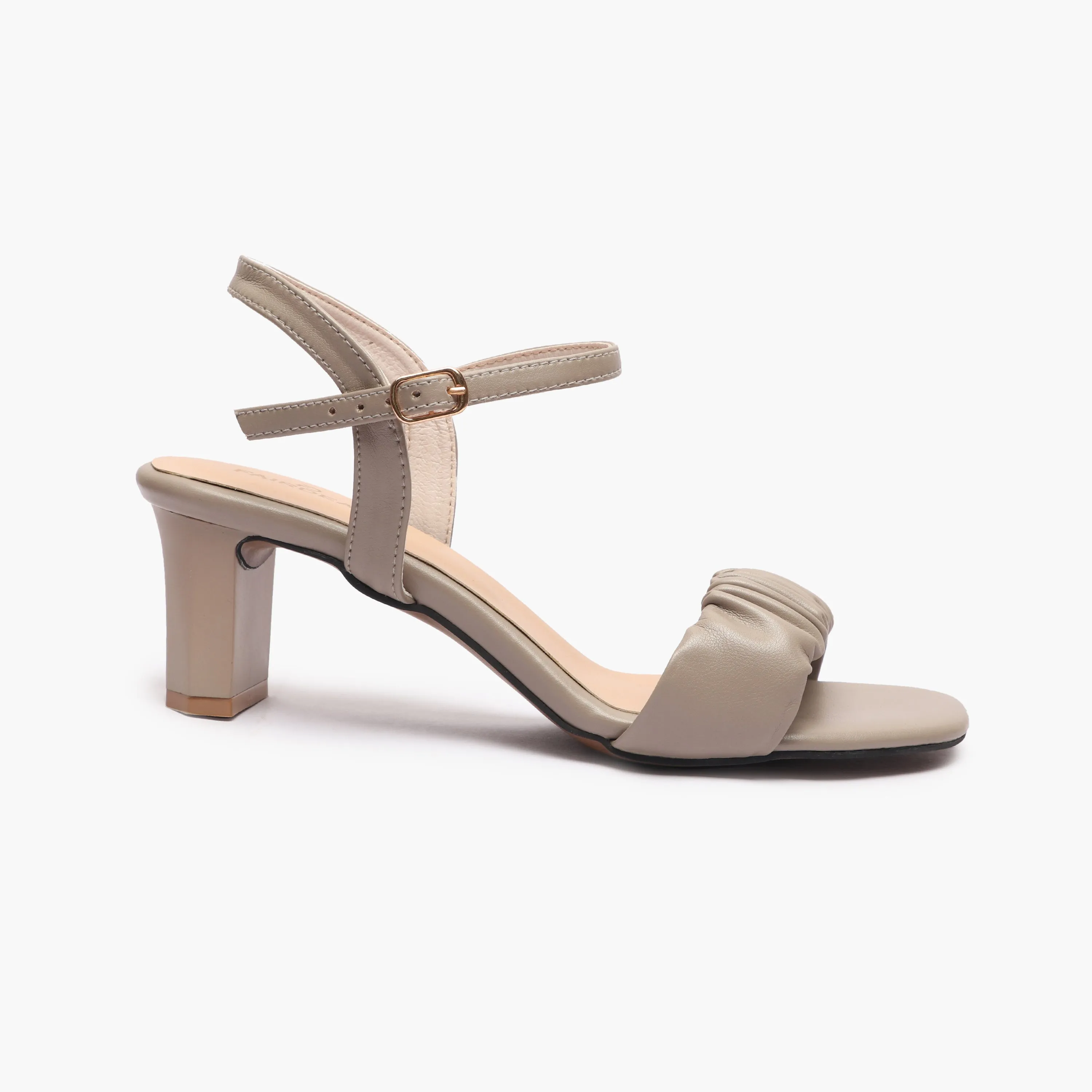 Ruched Block Heel Sandals