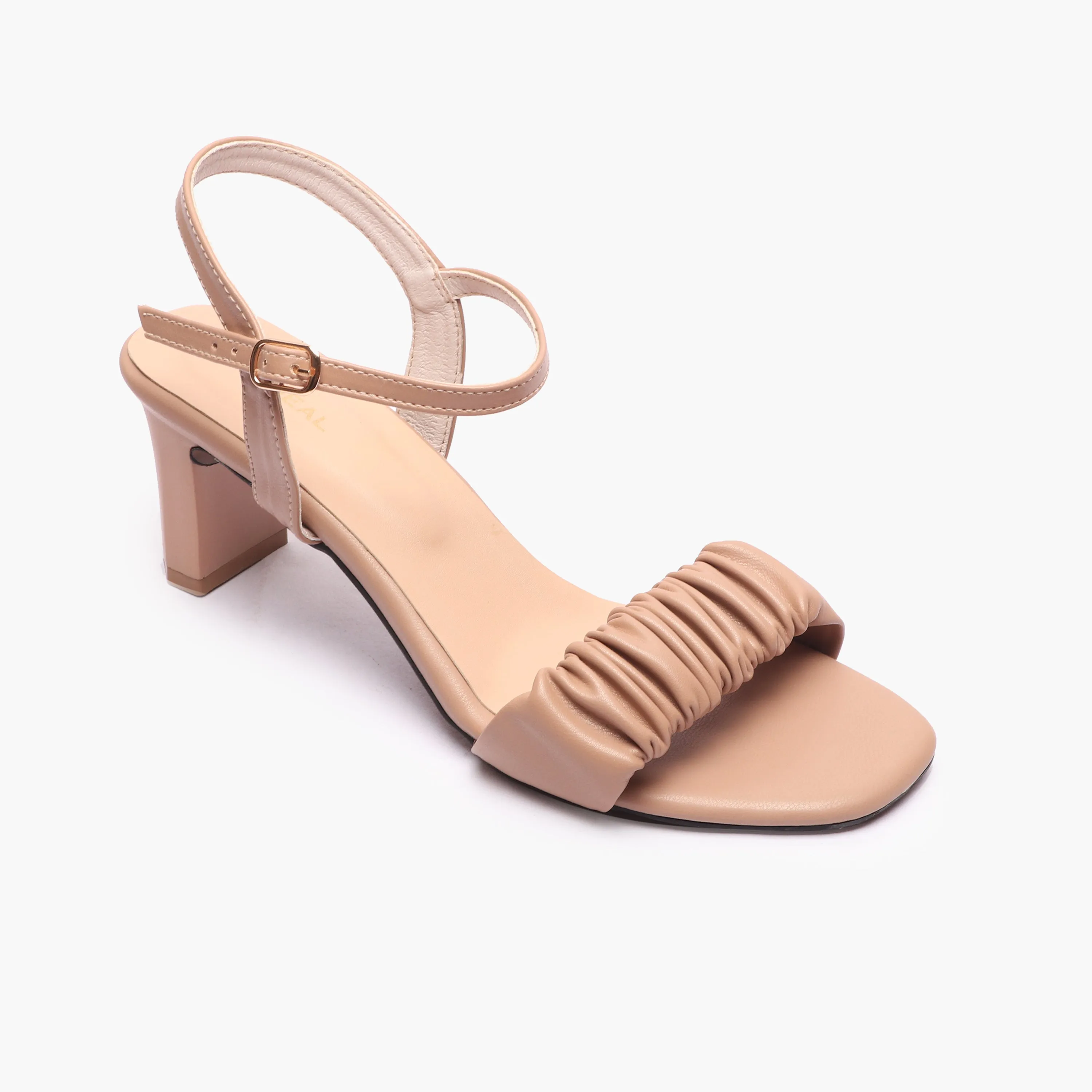 Ruched Block Heel Sandals