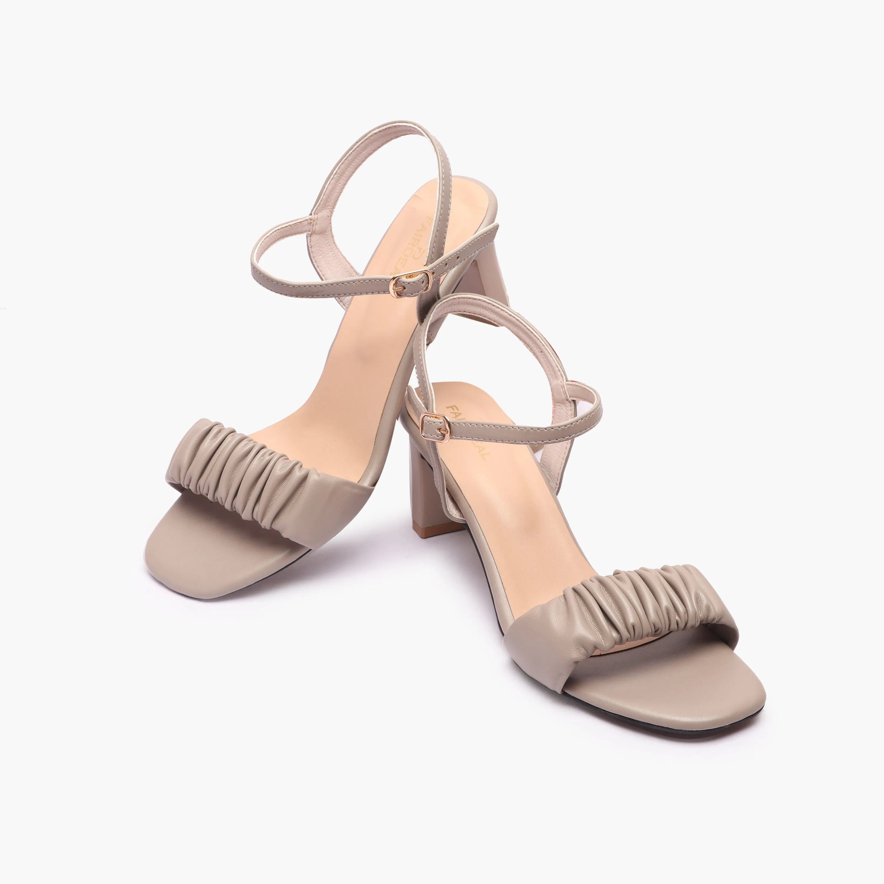 Ruched Block Heel Sandals