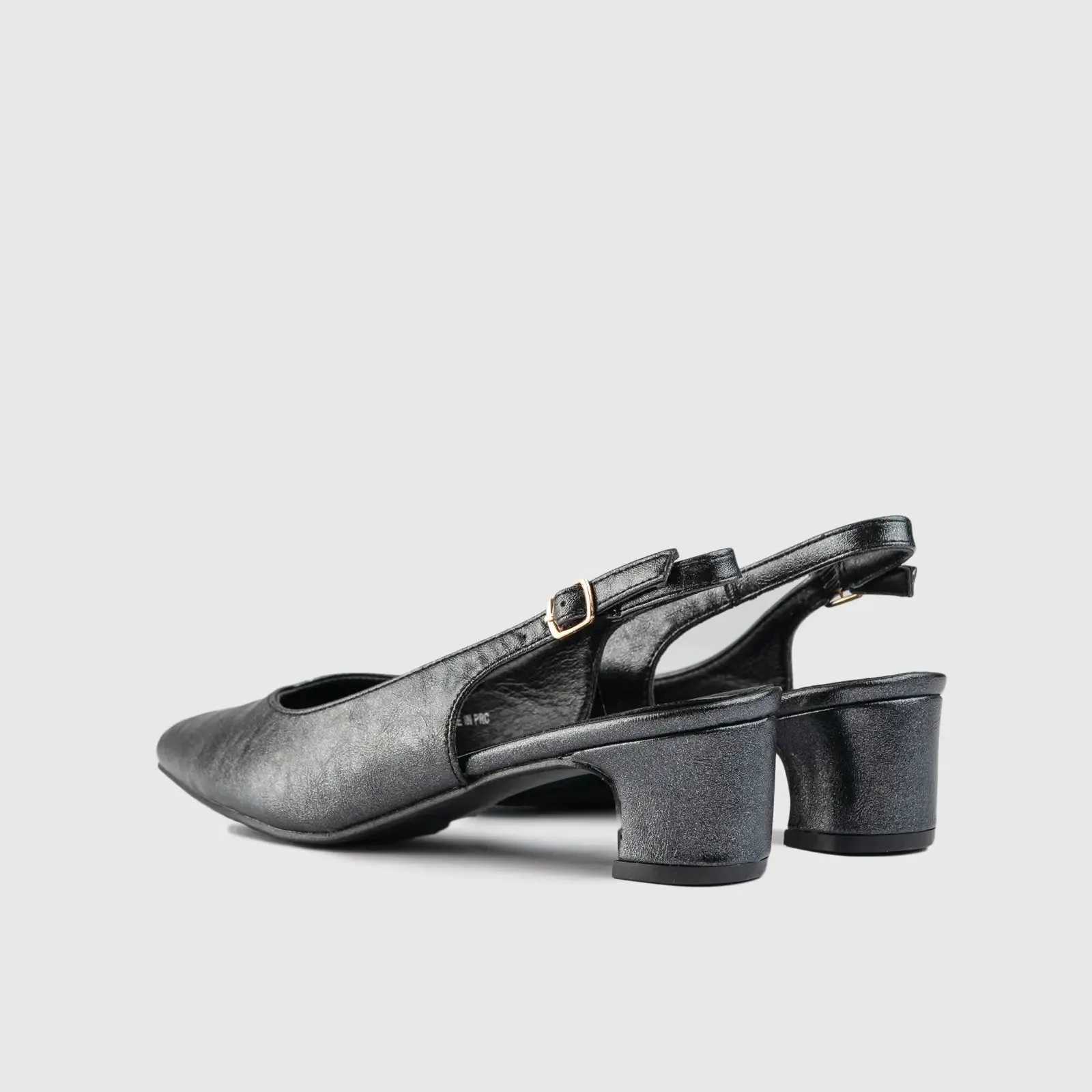 Sling Back Block Heel Court Black 10532