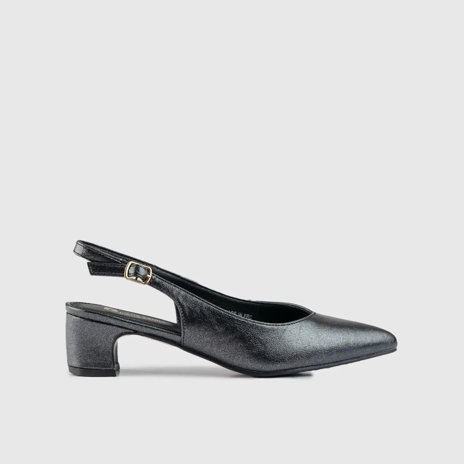 Sling Back Block Heel Court Black 10532