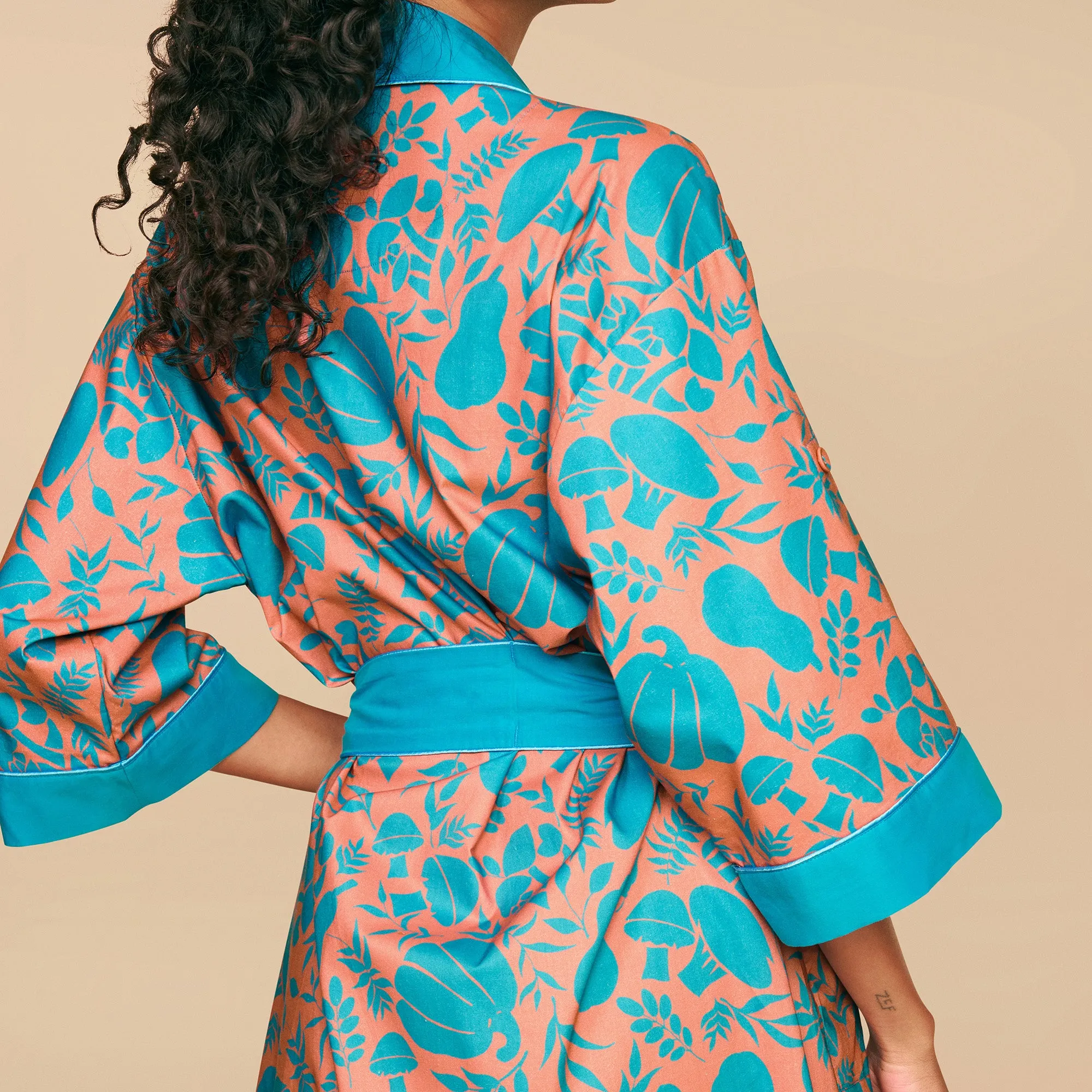 Veg Out Garden Robe in Ocean Salmon