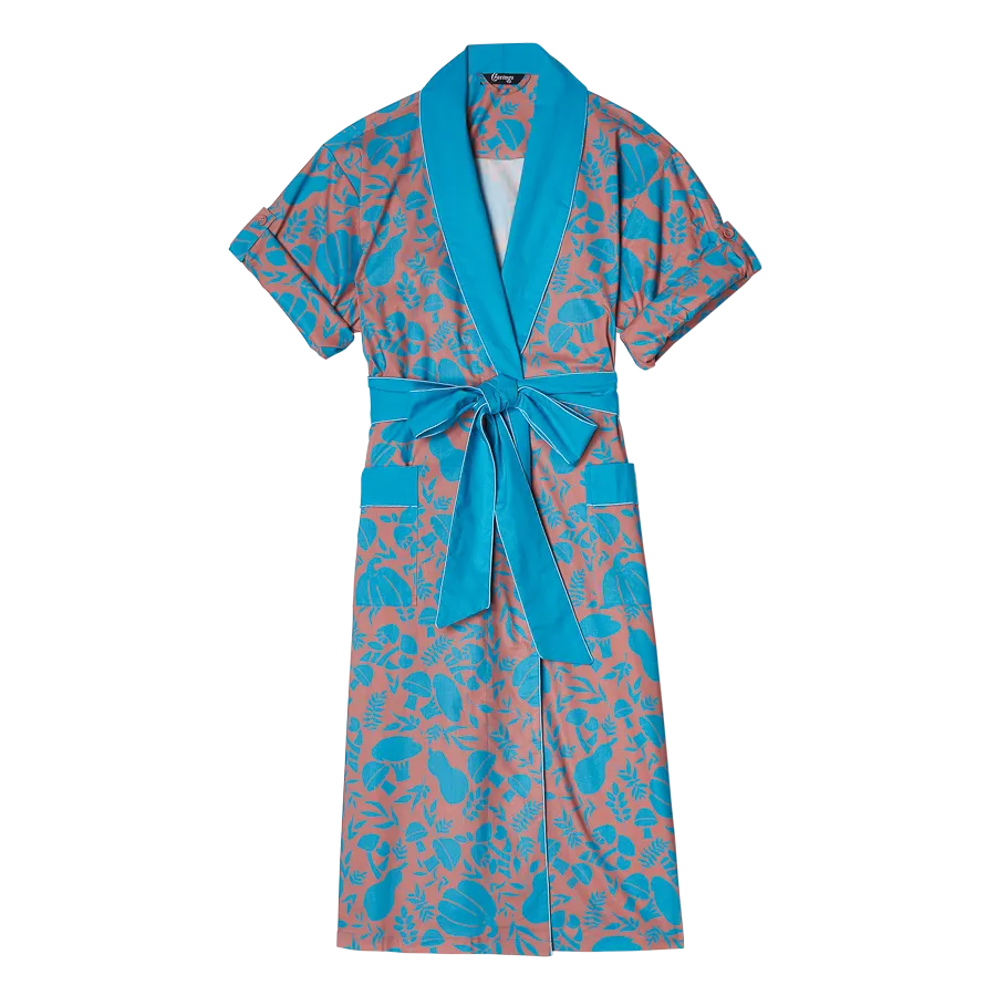 Veg Out Garden Robe in Ocean Salmon
