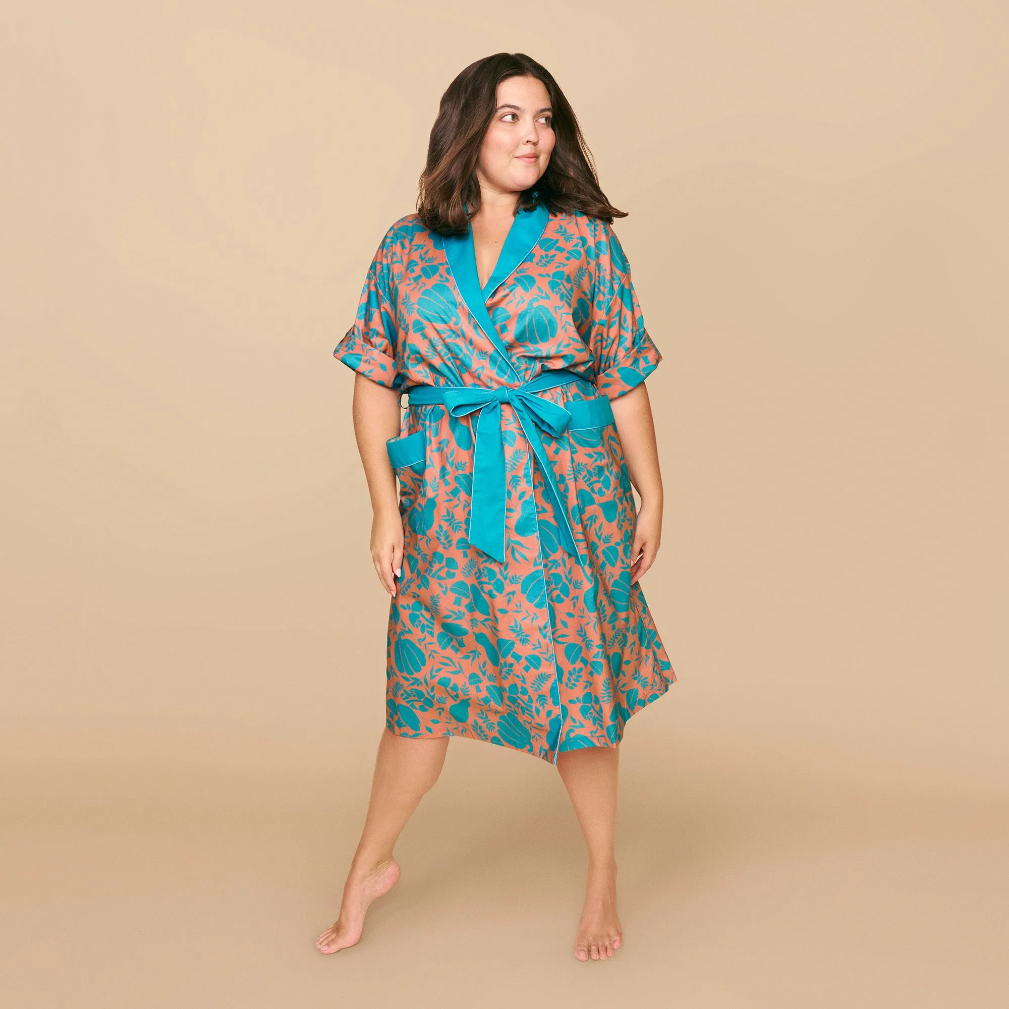 Veg Out Garden Robe in Ocean Salmon