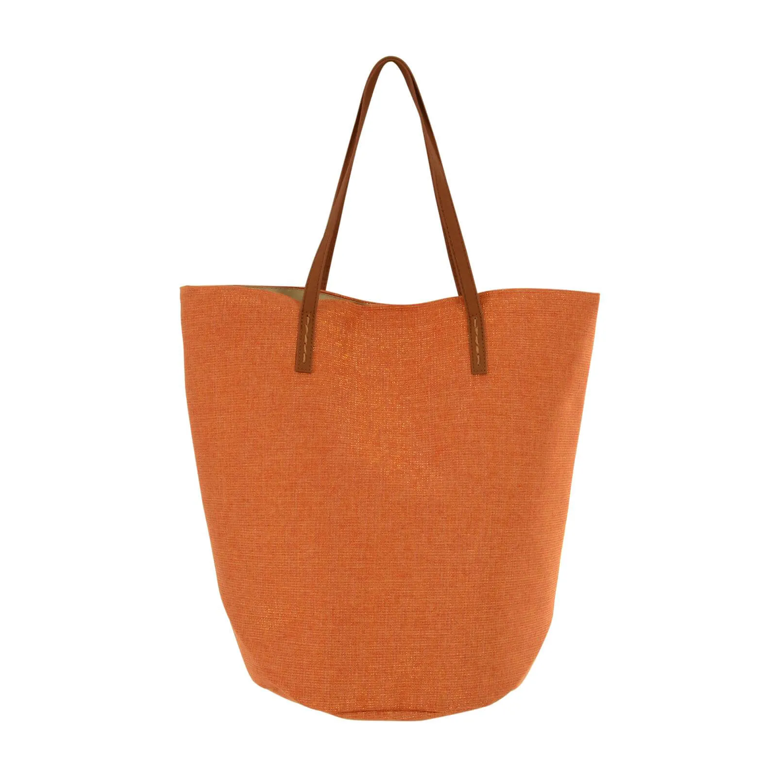 Womens Burnt Orange Sparkle Beach Shopping Tote Shoulder Bag